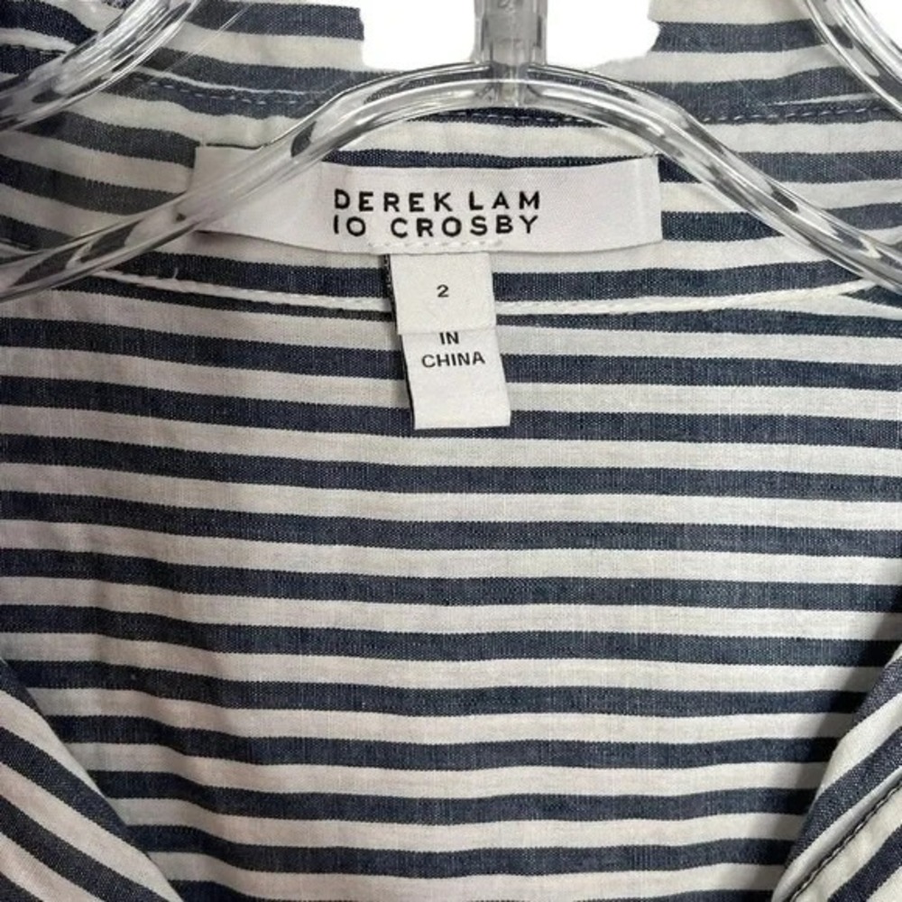 Derek‎ Lam 10 Crosby Size 2 Striped Shirt Tie Waist Mini Dress - Picture 8 of 16